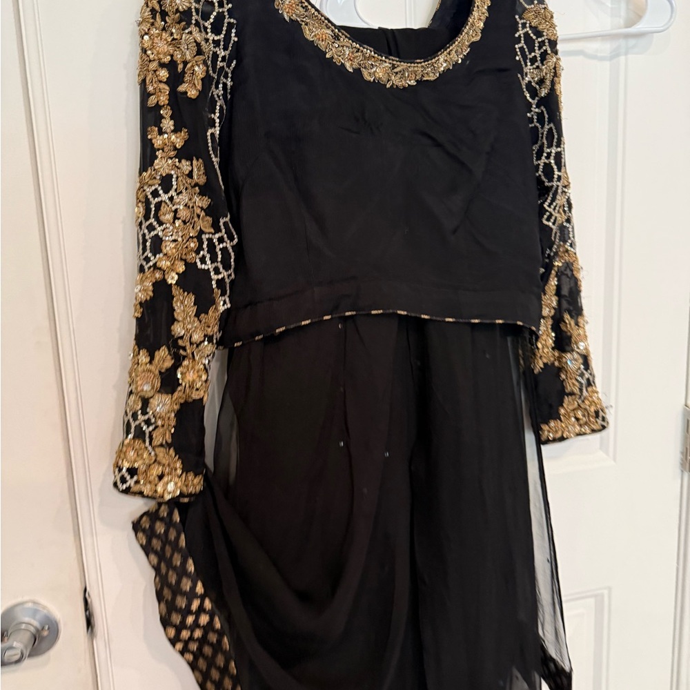 Black and Gold Embroidered Dress